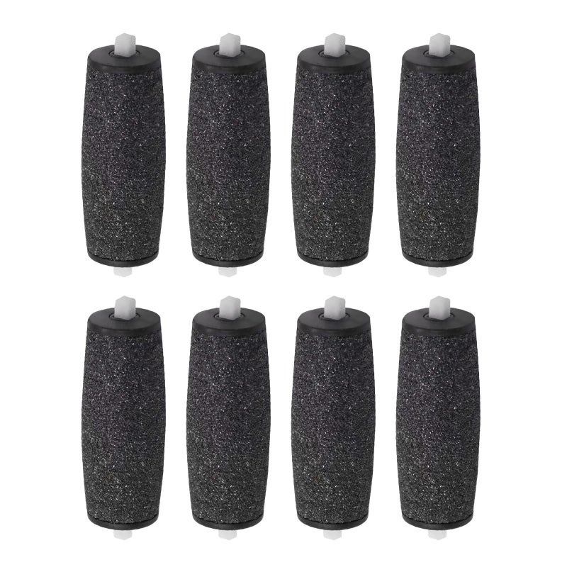 8-Pack Electric Foot File Replacement Heads, Compatible Refill Rollers with Black Pumice Stone, Effective Hard Skin Remover for Smooth Feet, Fits Most Pedicure Devices